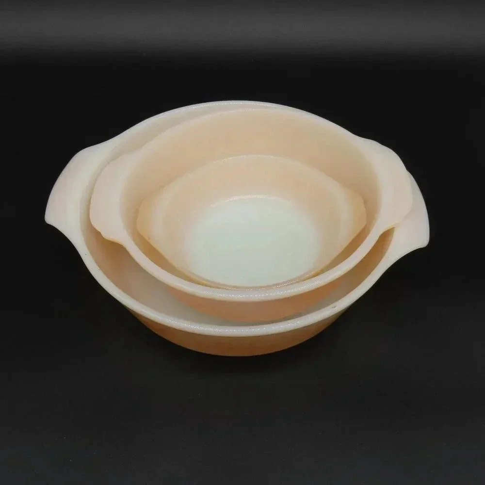 Vintage Anchor Hocking Fire King Peach Luster Casserole Dish Set of 3